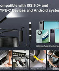 1920P Endoscope Camera With Light Waterproof For iOS And Android 2.0MP Borescope With 7.9mm Probe Flexible Cable HD Video And Still Images Sewer Inspection Tool For Home DIY And Auto Maintenance, compatible with iOS, Type-C and Android
