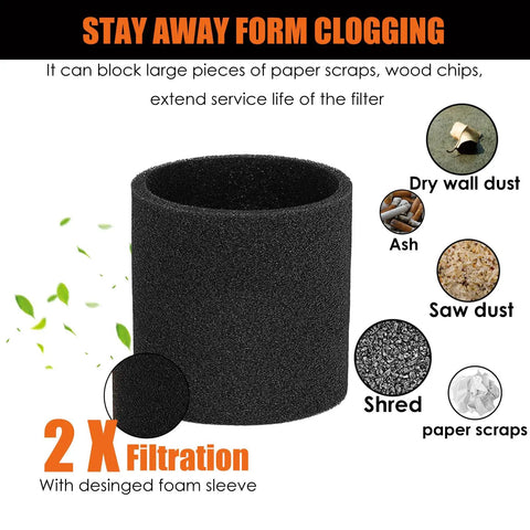 Foam Sleeve Replacement for Ridgid 5-20 Gallon Wet Dry Vacuums VF4000 VF5000 VF6000 Foam Cover PreFilter with filtration benefits