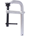 Heavy Duty F Clamp With Removable Swivel Pads And Deep 8 Inch Jaw For Serious Welding And Woodworking Projects That Need Real Grit And Grip To Hold Things Tight, close-up of forged steel arm