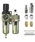 Three Eighths Inch NPT Air Regulator With Gauge And Water Separator Kit For Air Compressors Pro Grade Pneumatic Filter with accessories