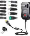 Universal 48W AC DC Power Adapter With 11 Interchangeable Tips Multi Voltage 5V 6V 7.5V 9V 12V 15V 19V 20V 100 To 240V Input USB C Output 5.5 Mm By 2.1 Mm Barrel Included Great For Laptops And Household Electronics.