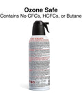Side view of Heavy Duty Compressed Air Duster For Electronics And Office Gear 10 oz can with safety label, precision nozzle visible.