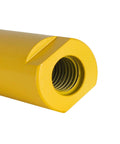Delta Diamond Cougar HD dry diamond core drill bit, end view, 1-1/2 inch, yellow housing with threaded bore