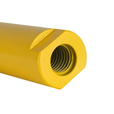 Delta Diamond Cougar HD dry diamond core drill bit, end view, 1-1/2 inch, yellow housing with threaded bore