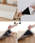 Applying 25 Pieces Non Slip Rug Tape Set With Triangular Grippers for Hardwood Floors to secure rug and keep corners flat on wood floors.