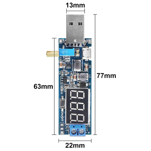 Front view of Six Pack USB Buck Boost Converter Modules 3.5 To 12 Volt In And 1.2 To 24 Volt Out DC To DC Adjustable Power Regulator