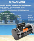 No Sweat Heavy Duty Dual Voltage Pool Pump Motor 2HP B2855 Replacement 56Y Frame Square Flange, visible model compatibility.