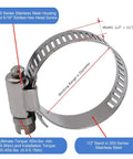 Roadformer 2-inch worm-gear hose clamp, SAE 32, full stainless steel, 1/2-inch band width, 40–64 mm range, 10-pack