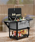 Patio Cooler Cart With Wheels 104 Quart Outdoor Ice Chest Beverage Bar Cart With handles, storage shelf, bottle opener