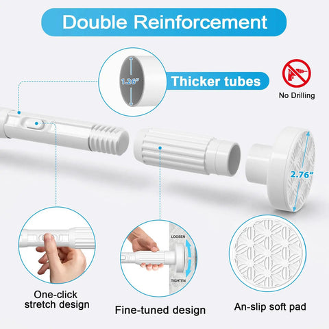 Extra Long No Drill Tension Curtain Rod Extends From 40 To 166 Inches Heavy Duty Adjustable Rod for Outdoor Patio Curtains with features