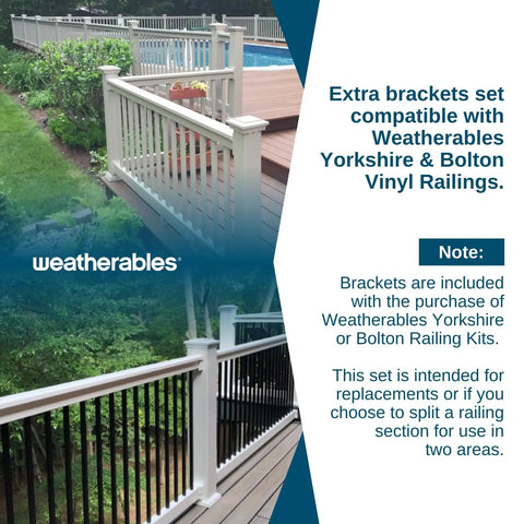 Stair Vinyl Railing Brackets Set For Porch And Deck Rail Systems Top And Bottom Classic Brackets For Stairs Fits Yorkshire And Bolton Vinyl Railing Kit White No Sweat Install