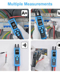 Technician using Digital Clamp Meter With U Shaped Jaw For AC And DC Current And Voltage Auto Range 4000 Counts Large Backlit LCD Tester