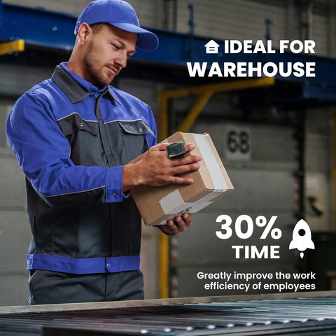 Worker using Ring Wearable 2D Barcode Scanner With USB Wired 2 4G Wireless And Bluetooth 3 In 1 Connection Left Or Right Hand Use