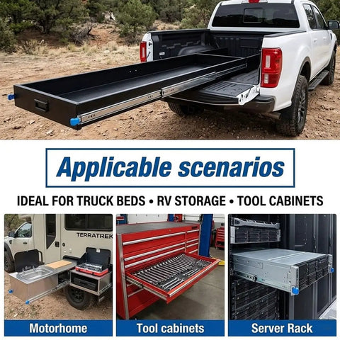 Heavy Duty Locking Drawer Slides 53 Inch Width Full Extension Runners with Lock and Ball Bearing Stainless Steel for Trucks