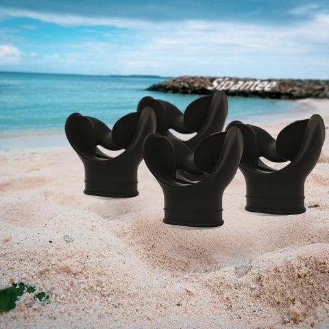 Replacement Silicone Snorkel Mouthpiece For Scuba Regulators Durable Mouthpiece With Regulator Ties on beach sand