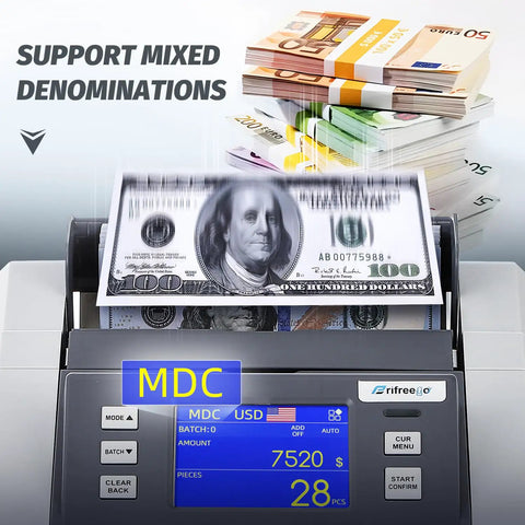 Fast Cash Counter For Mixed Denominations With Value Counting Touch Screen MT UV MG IR Counterfeit Detection in operation