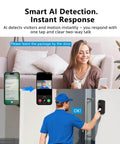 Wireless Video Doorbell With Chime And HD Camera, Long Battery Life, 92 Degree Wide View And Pan, AI Motion Detection, 2 Way Audio
