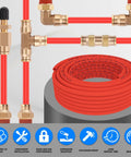 DOT Certified PA12 Nylon Red Air Hose Three Eighths Inch Pneumatic Tubing 100 Ft Truckers Grade with brass fittings