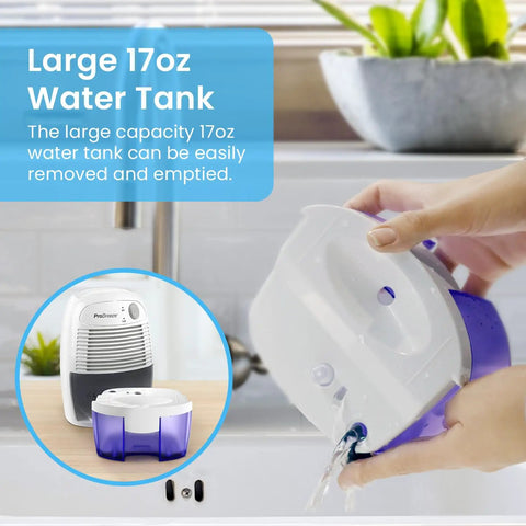 Slick Mini Electric Dehumidifier For Home Bedroom With Auto Shutoff Quiet Air Moisture Extractor Compact Portable Water Collector For Bathroom Basement Rv Office No Sweat Operation