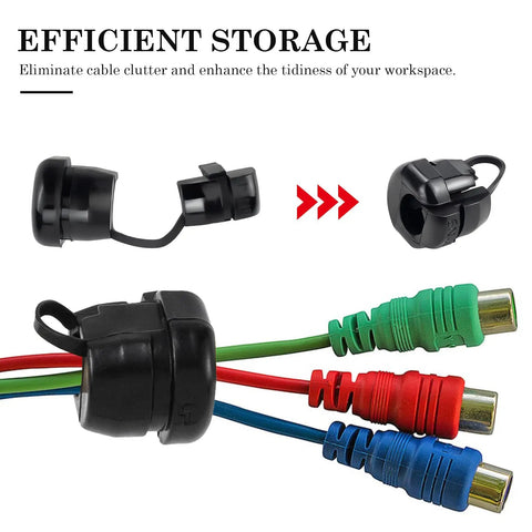12 Pack Black Strain Relief Cord Connectors Set For Office And Home Cable Management Nylon Round Insulating Cable Bushes Fits 6N-4 And 4N-4 Power Cords on bundled cables