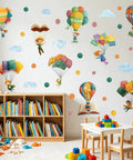 Colorful Hot Air Balloon Wall Decal Set For Classrooms And Playrooms With Flying Book Quote Stickers Kid Friendly Vinyl Students Soar In Books
