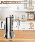 Uncoated 2 Cup Moka Pot Thick 304 Stainless Steel Stovetop Espresso Coffeemaker For Home Travel Camping Brews Like A Pro