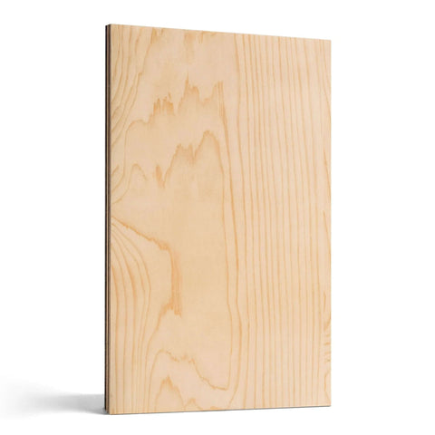 Baltic Birch plywood panel front view, natural wood grain unfinished craft sheet