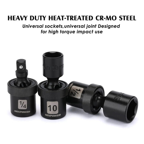 Pro Grade One Quarter Inch Drive Impact Socket Set With Universal Deep Standard Torx And Inverted Torx Sockets 6 Point CRMO