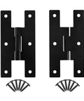 Flat Black H Hinges For Cabinet Doors Flush Mount Pack Of 2 3 In By 1-5/8 In Steel With Black Finish 1/4 In Knuckle 1-1/8 In Center