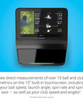 Approach R50 Pro Grade Golf Launch Monitor And Simulator With 10 Inch Color Touchscreen displaying metrics