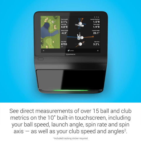 R50 Premium Golf Launch Monitor And Simulator With 10 Inch Color Touchscreen Displaying Metrics