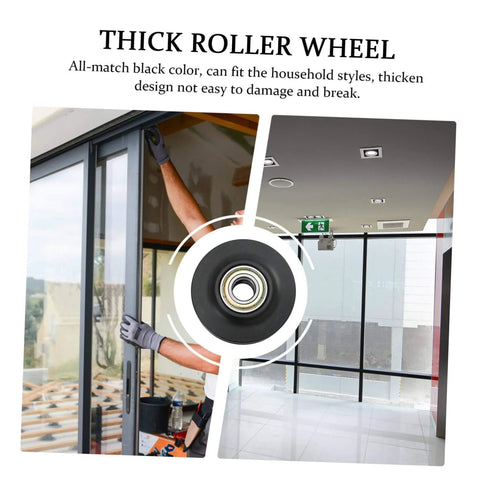 Heavy Duty Barn Door Roller Wheel Nylon Pulley For Smooth Sliding And Easy Install in use on a glass door, side view