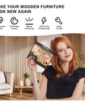 Dope Wood Scratch Repair Kit With 18 Sweet Colors And Beeswax featured by a smiling person holding the product in a stylish room.