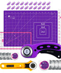 Rotary Cutter Set With 45mm And 28mm Fabric Cutters, 8 Replacement Blades, Self Healing Cutting Mat, Quilting Rulers, Sewing Kit