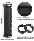 Double Lock On Bike Handlebar Grips Set 4 Pcs 2 Pairs Non Slip Comfortable Rubber Grips shown with dimensions and features