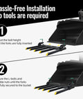 Installation steps for Built Tough Clamp On Debris Forks For 48 To 60 Inch Buckets Pallet Forks For Skid Steer Loader And Tractor Clamp On Forks