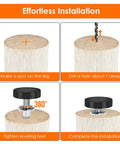 Installation steps for Quarter Inch 20 UNC Thread Adjustable Furniture Leveling Feet 15 Pack Screw In Levelers