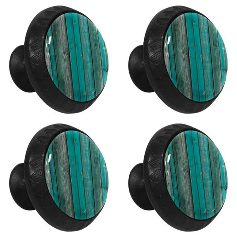 Round Cabinet Knobs And Drawer Pulls 4 Pack For Kids Cupboard Dresser Handles With Screws, teal wood design