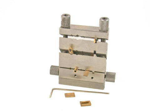 Slick Jewelry Miter Vise For Exact Tube And Wire Cutting At Forty Five To One Thirty Five Degrees with metal parts and hex key.