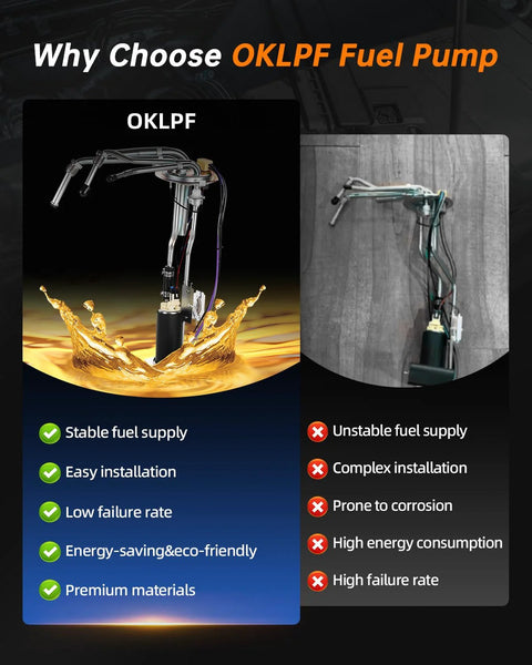 Comparison of OKLPF Electric Fuel Pump Module Assembly with features and benefits listed