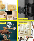Collage of woodworking projects using Black Phillips Flat Head Wood Screws Size Six Gauge 35 Millimeter Carbon Steel 50 Pack
