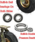 Zero Fuss Heavy Duty Casters With Pneumatic Rubber Tires Industrial Swivel And Fixed Wheels Eight Inch showing bearings and tire close-up.