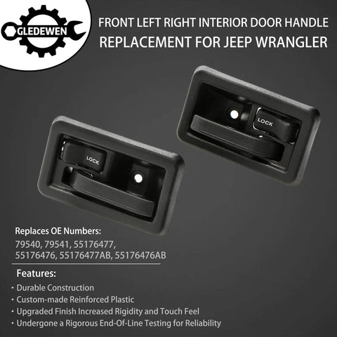 Interior Door Handle Set For Jeep Wrangler YJ TJ 1987-2006 Twin Pack Inside Front Left Driver And Right Passenger Sides Replacement