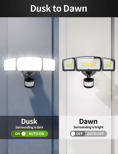 Beastly Bright 100W LED Security Flood Light With 11000 Lumens, 3 Adjustable Heads, Motion Sensor in dusk to dawn mode