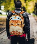 Person wearing Patriotic Tabby Printed Backpack Dope Everyday Carry Unisex Large Capacity Daypack Durable Polyester.