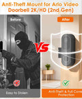 Anti Theft Doorbell Mount For Video Doorbell 2K Gen 2 No Drill Mounting Bracket Weatherproof Protection comparison view
