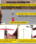 8 Inch Nylon Ice Fishing Auger Kit With 14 Inch Extension Rod And Drill Adapter, red auger installation steps