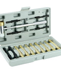 All In One Hammer And Punch Set With Chrome Plated Steel Hammer Nylon And Brass Heads 15 Piece Punch Kit Open Case