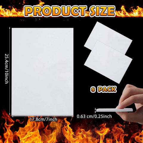 Qilery 8-pack white high-temp gasket paper sheets, 7x10 in, 1/4 in thick, for wood stove and furnace exhaust