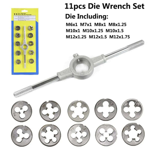 Premium Metric Die Wrench Kit Including 6 To 11 Pieces High Grade Bearing Steel Hand Tools For Thread Repair And Precision Projects That Rock, 11-piece metric set